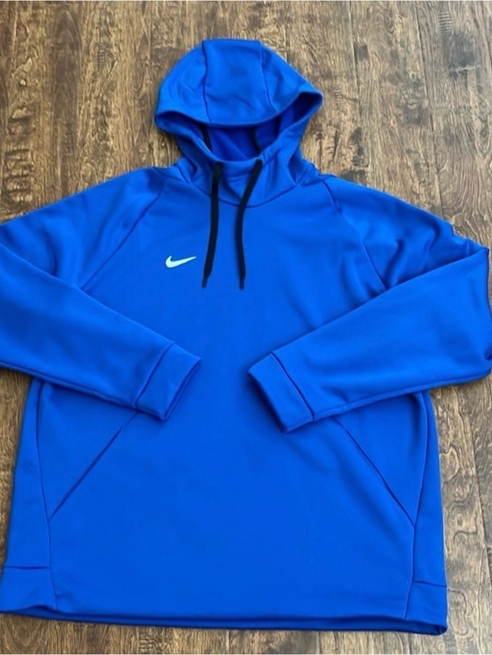 Nike Men’s Bright Blue Performance Hoodie with Black Drawstrings